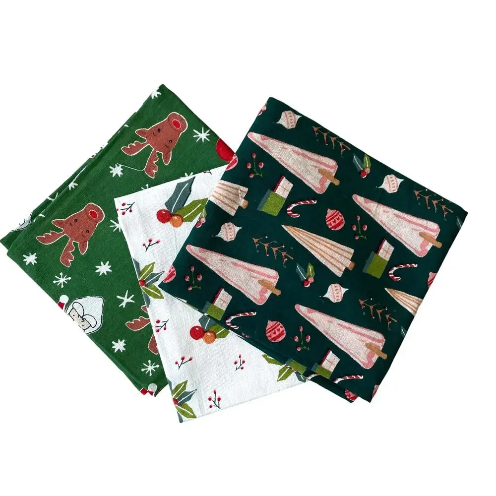 MAHOGANY Set of 3 Christmas Holiday Printed Flour Sack Kitchen Towels New